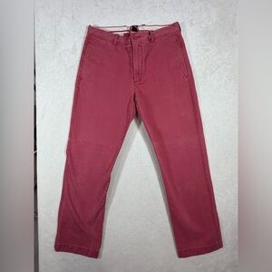 J. Crew Men's 32W Broken In Classic Cotton Burgundy Red Preppy Chinos
